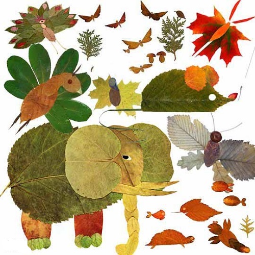 животные из листьев
