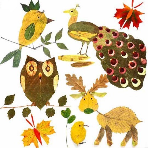 животные из листьев